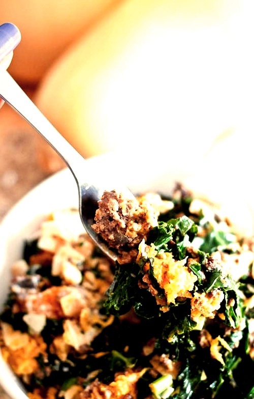 Butternut Squash, Kale & Ground Beef Breakfast Bowl