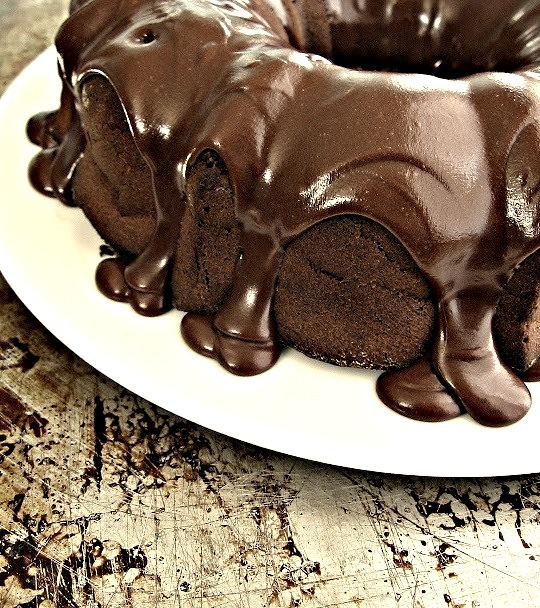 Mocha Bundt Cake with Chocolate Sour Cream Glaze