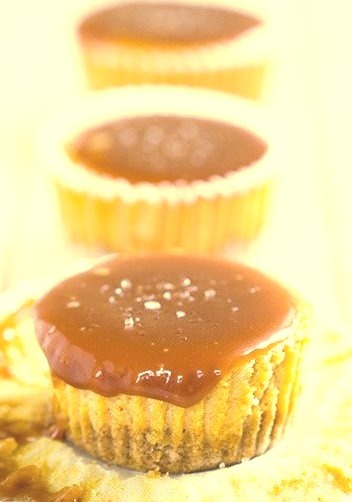 Pumpkin Cheesecake Cupcakes with Salted Caramel Sauce -