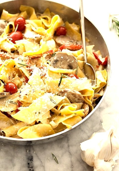 Sausage and Marsala Pappardelle