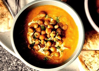 Carrot Soup with Tahini and Crisped Chickpeas