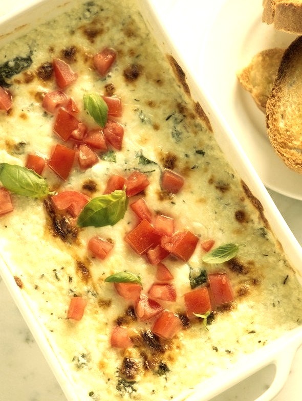 Baked Cheese Dip with Basil