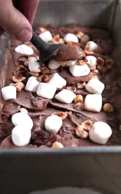 Dark Chocolate Rocky Road Ice Cream with Hazelnuts by { Completely Delicious }