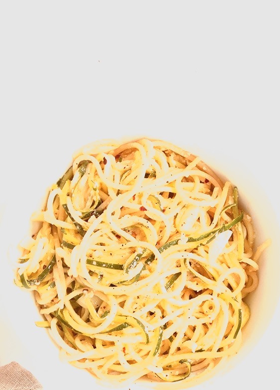 Garlic-Parmesan Zucchini Noodles and Spaghetti Pasta